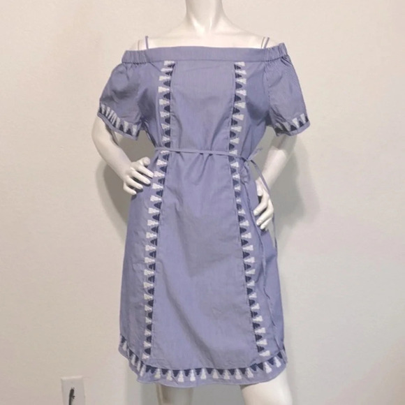 Stella & Dot Beach Kali Embroidered Cold Shoulder Seersucker Dress Plus Size 2X - Picture 2 of 7